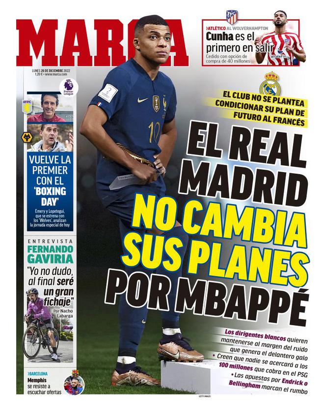 《马卡报》头版:皇马不再追逐姆巴佩